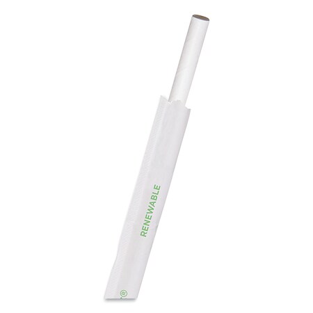Eco-Products Jumbo Wrapped Paper Straw, 7.75", 8 mm Diameter, White, 2400PK EP-STP78-WHT